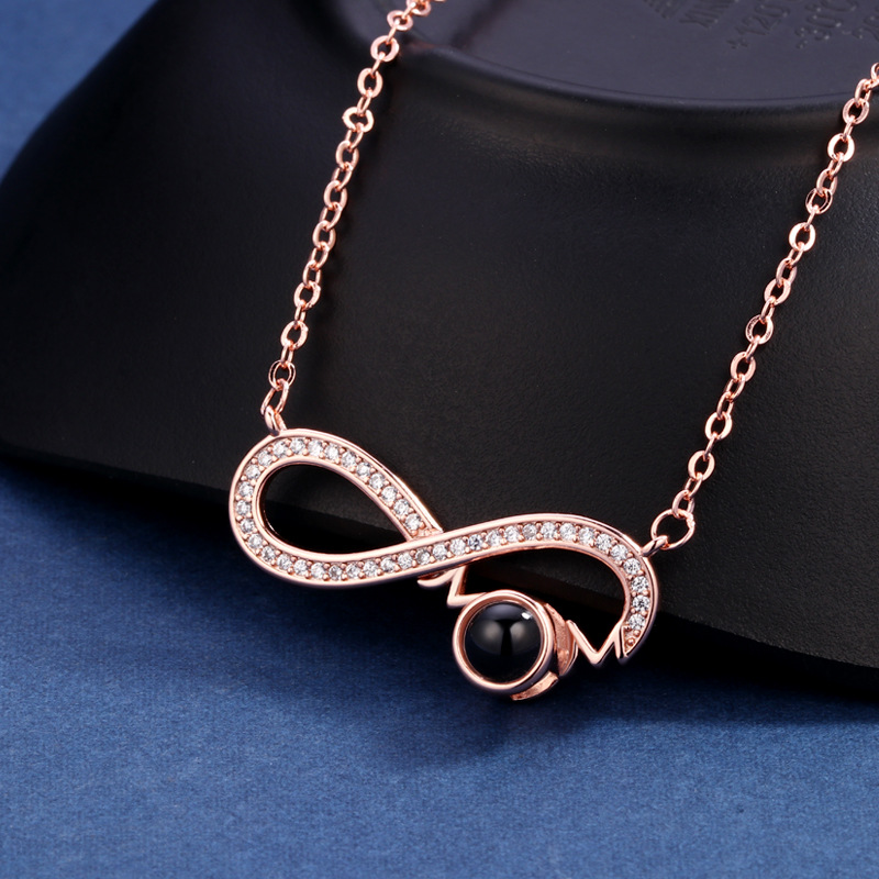 Custom Photo Projection Necklace I Love You Mom Heart Infinity Pendant Necklace - Image 2