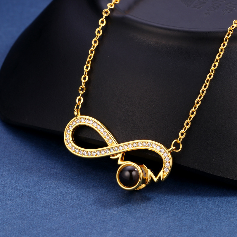 Custom Photo Projection Necklace I Love You Mom Heart Infinity Pendant Necklace - Image 4