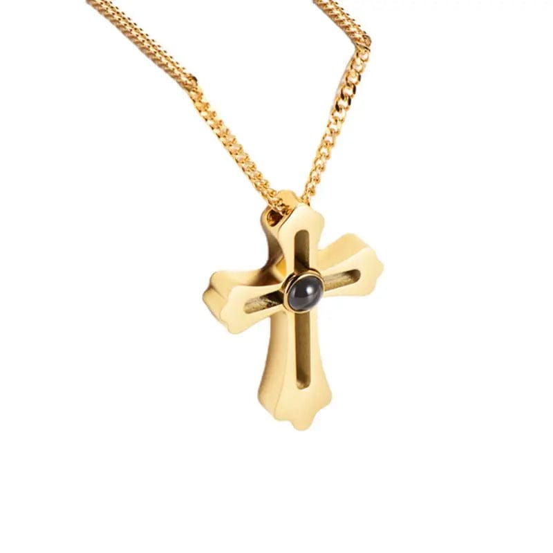 Custom Cross Pendant Hidden Photo Necklace - Image 3