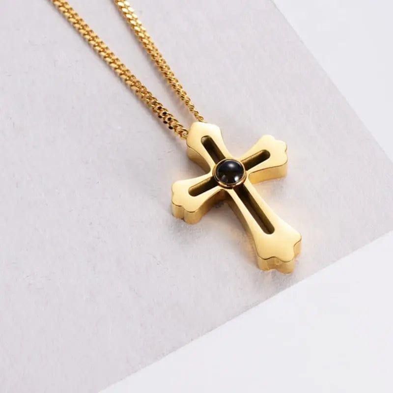 Custom Cross Pendant Hidden Photo Necklace - Image 4