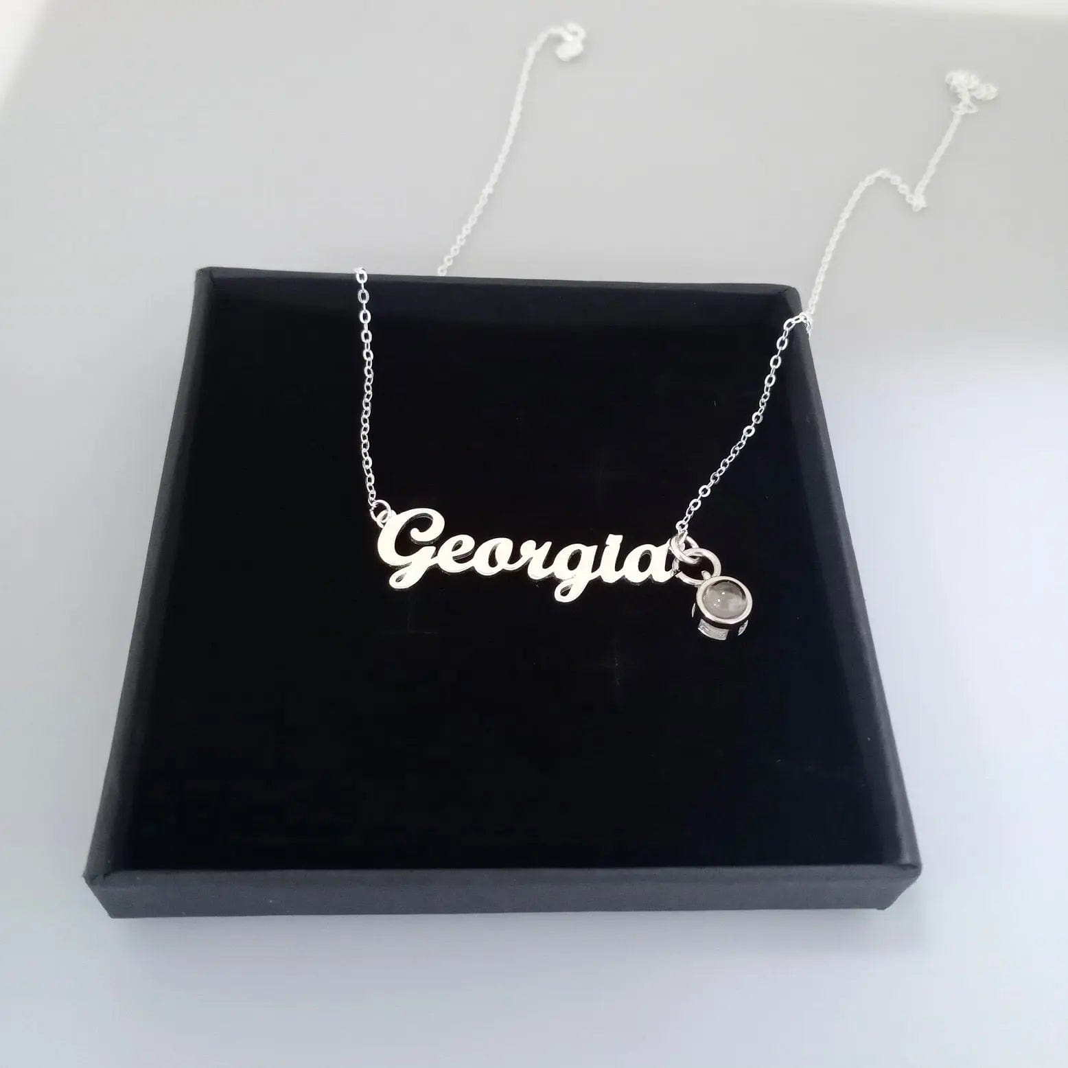 Custom Photo Projection Name with Zircon Gem Necklace - Image 4
